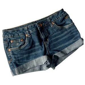 JUSTICE Jean Shorts Simply Low Glitter Embroidered Blue Denim Girls Size 14R